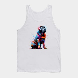 Colorful Splashed Paint Neapolitan Mastiff Art Tank Top